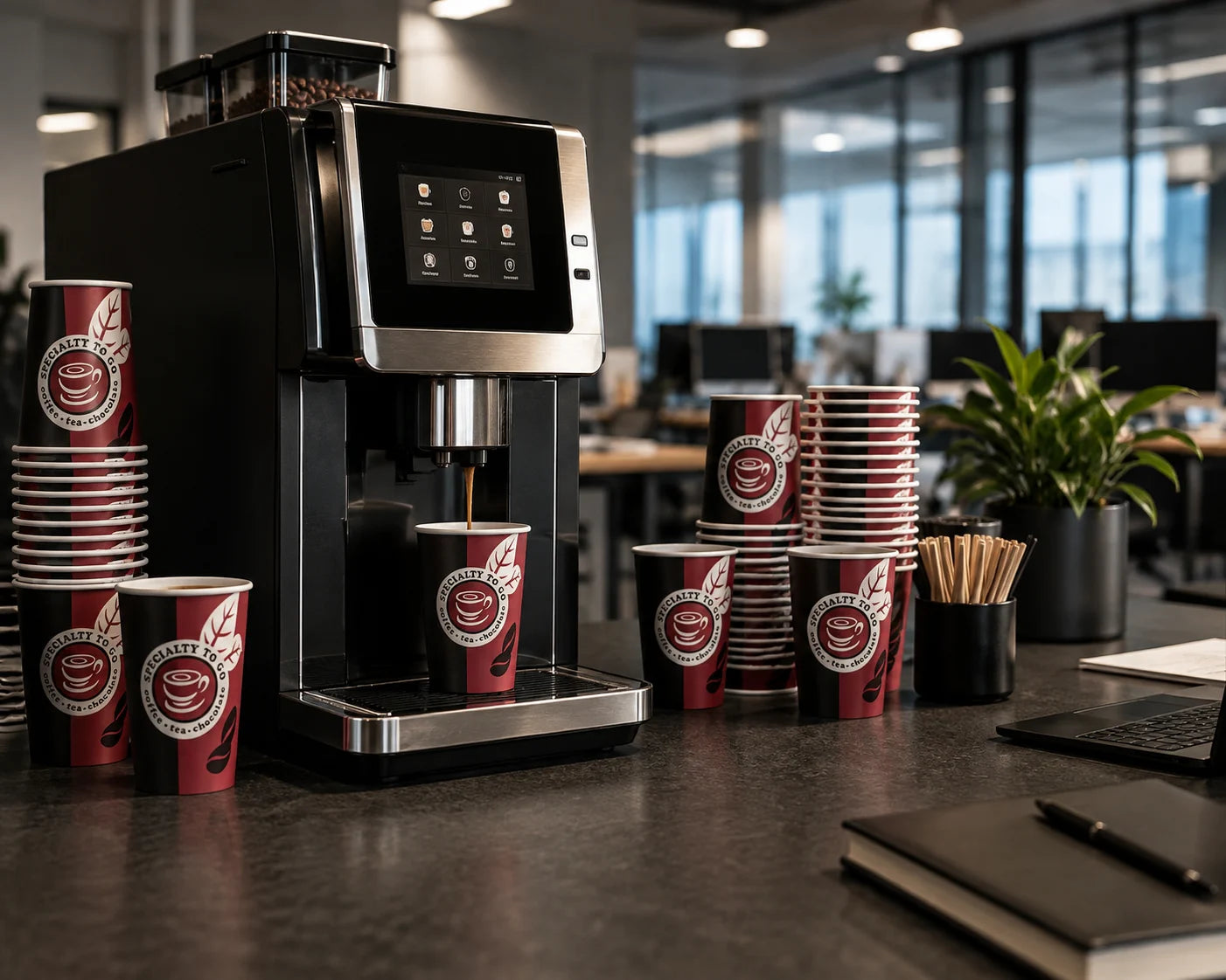 1000 Pappbecher 200 ml 8oz – Einweg Kaffee To Go Becher für Gastronomie Büro Events