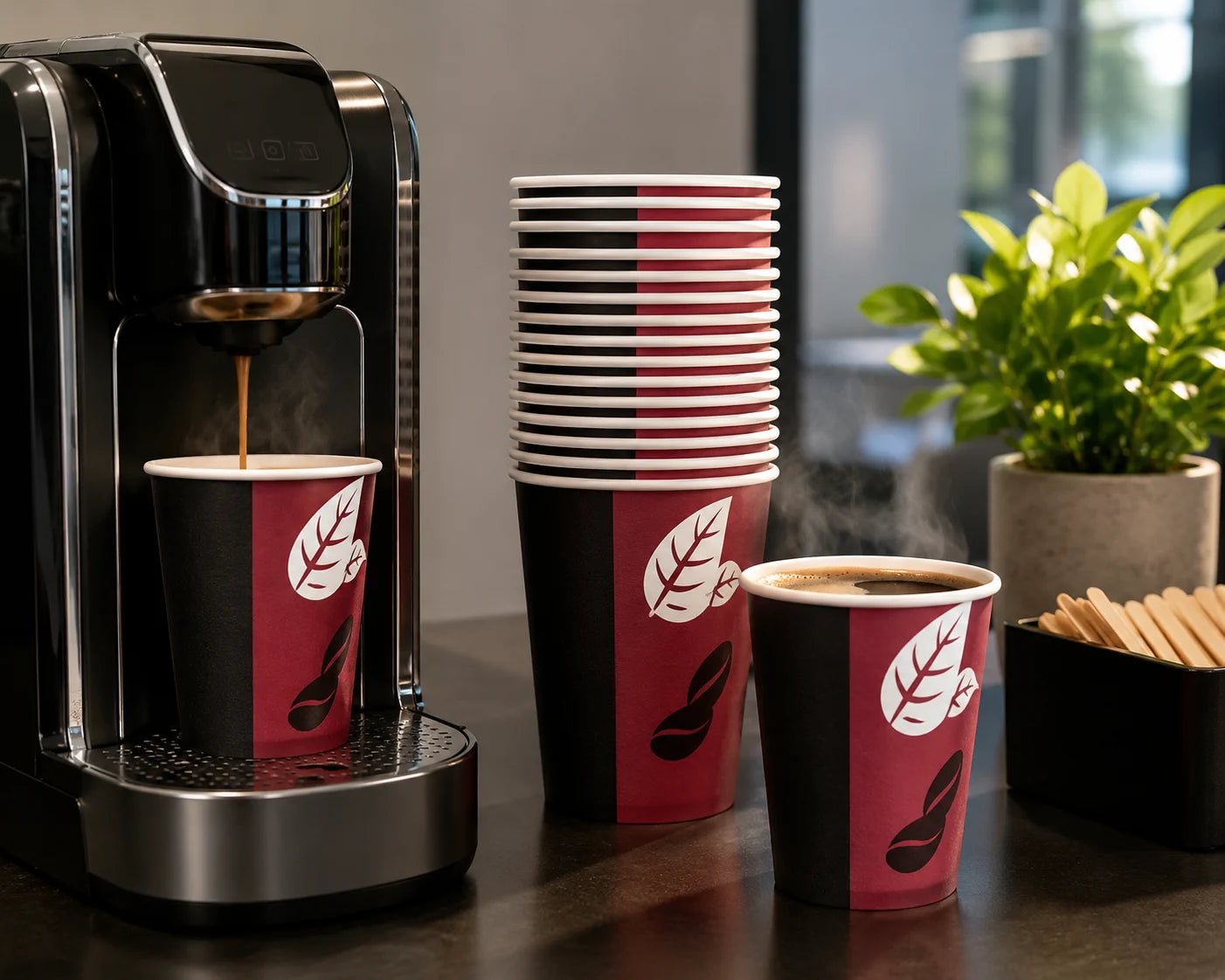 1000 Pappbecher 200 ml 8oz – Einweg Kaffee To Go Becher für Gastronomie Büro Events