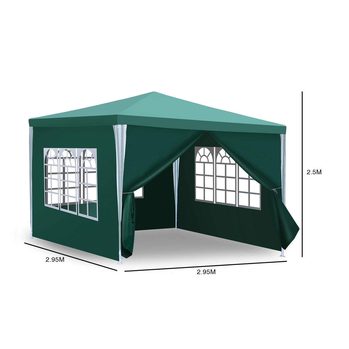 Gartenpavillon 3x3 m Grün mit Seitenwänden – wasserdichtes Partyzelt mit UV-Schutz und Stahlgestell