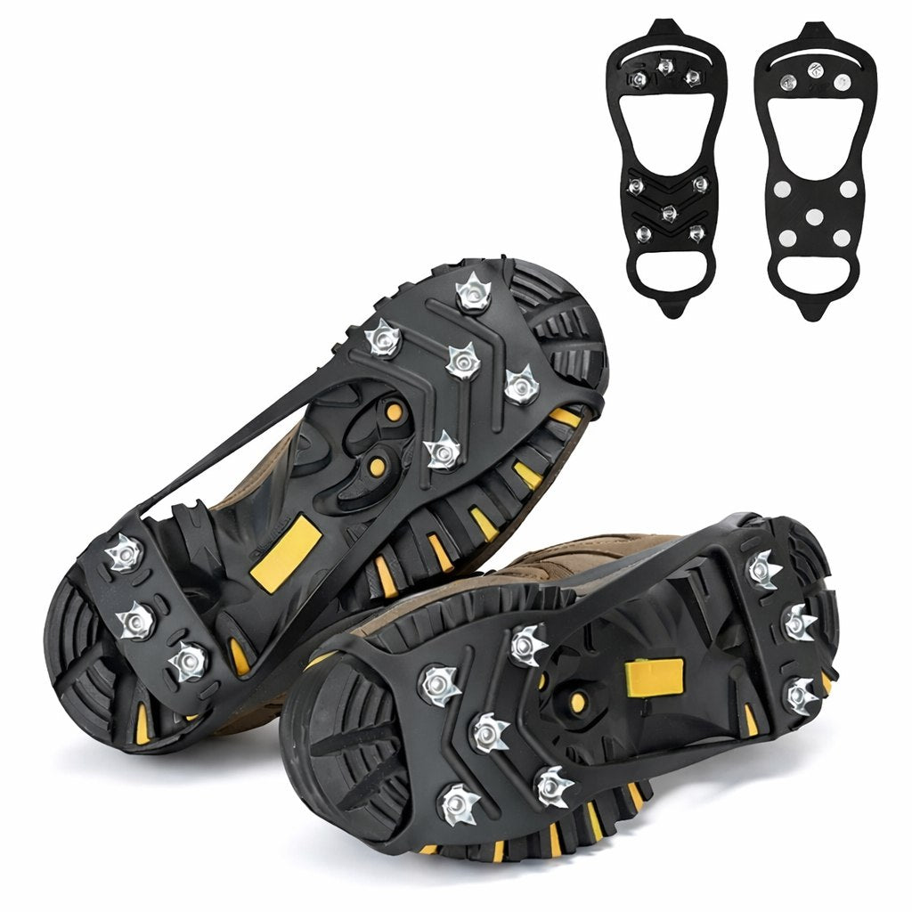 Rutschfeste Schuhüberzüge mit Spikes – 8 Edelstahlzähne Anti-Rutsch Ice Grips für Winter & Schnee, Größe L (40–46)