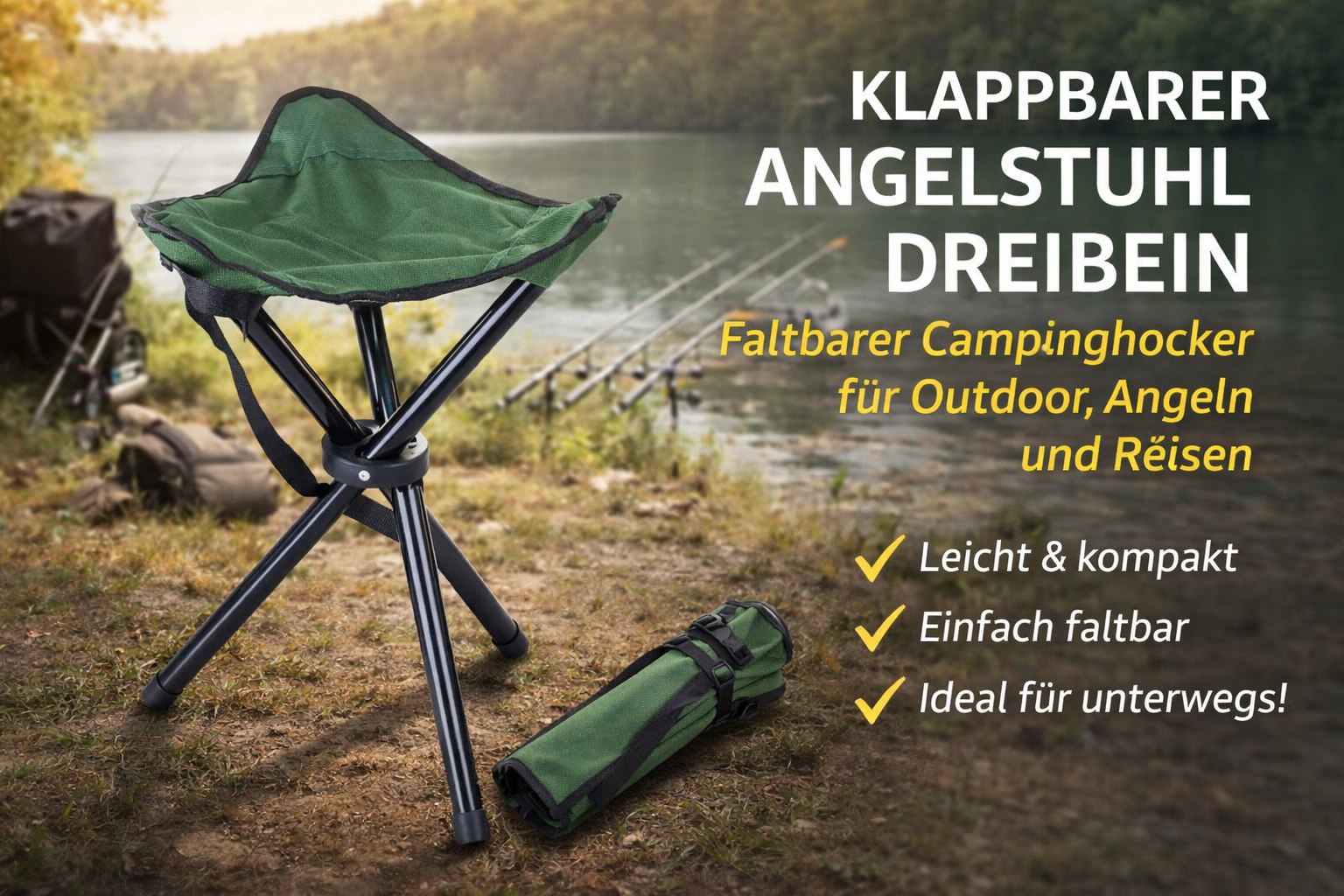 Campinghocker Klapphocker Angel Falt Stuhl Outdoor Dreibein Hocker klappbar Sitz