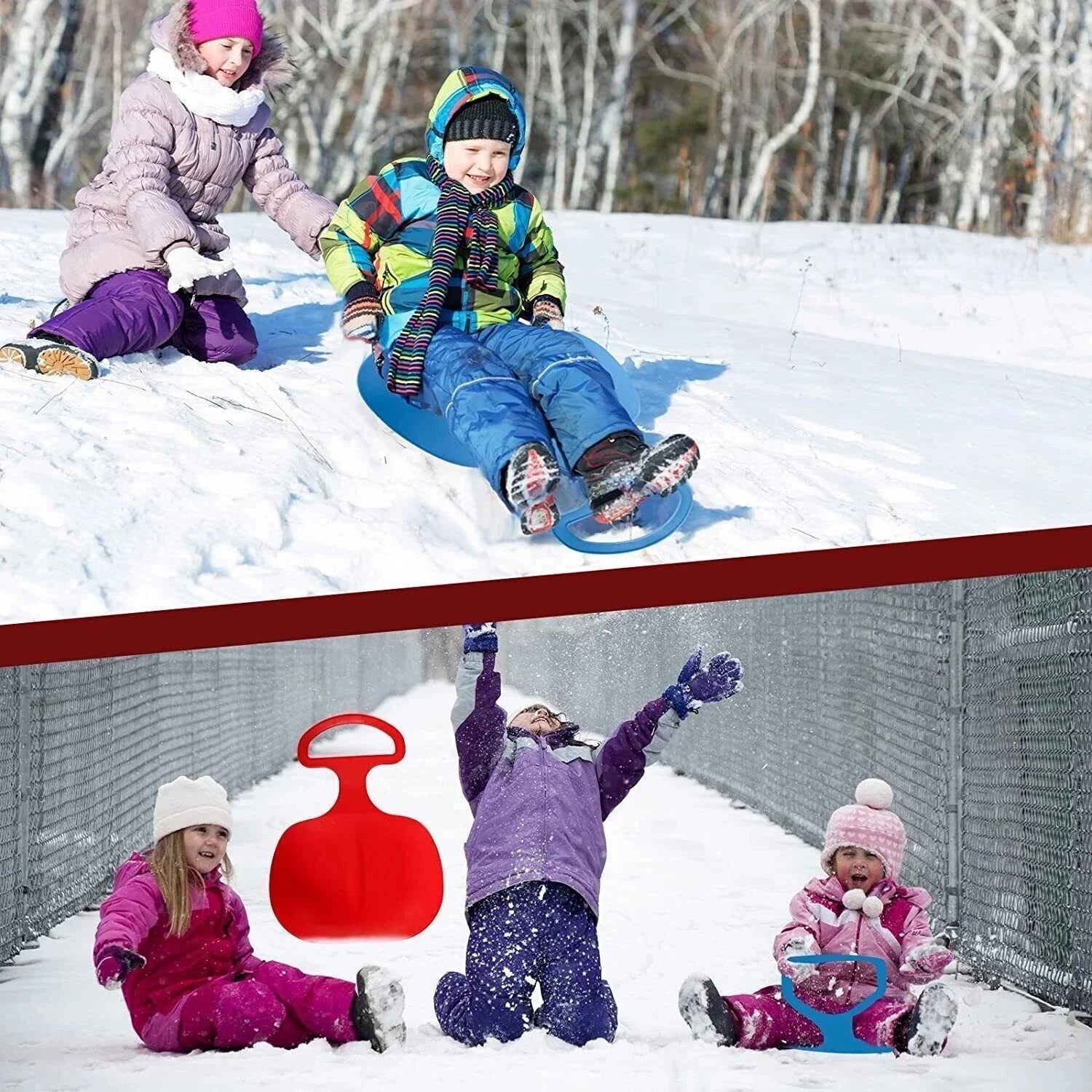 Poporutscher Schneerutscher mit Griff 33x46 cm – Leichter Schneeflitzer für Kinder