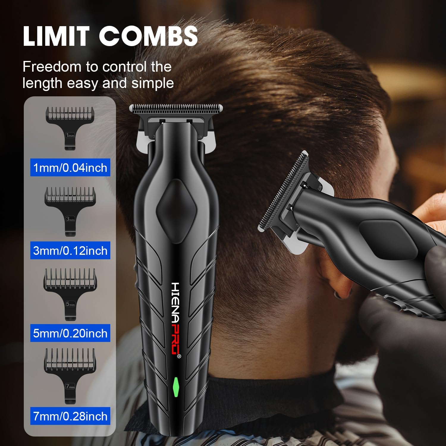 Professionelle Haarschneidemaschine für Herren – 0mm T-Klingen Barttrimmer, Wiederaufladbar & Kabellos mit USB-Ladung