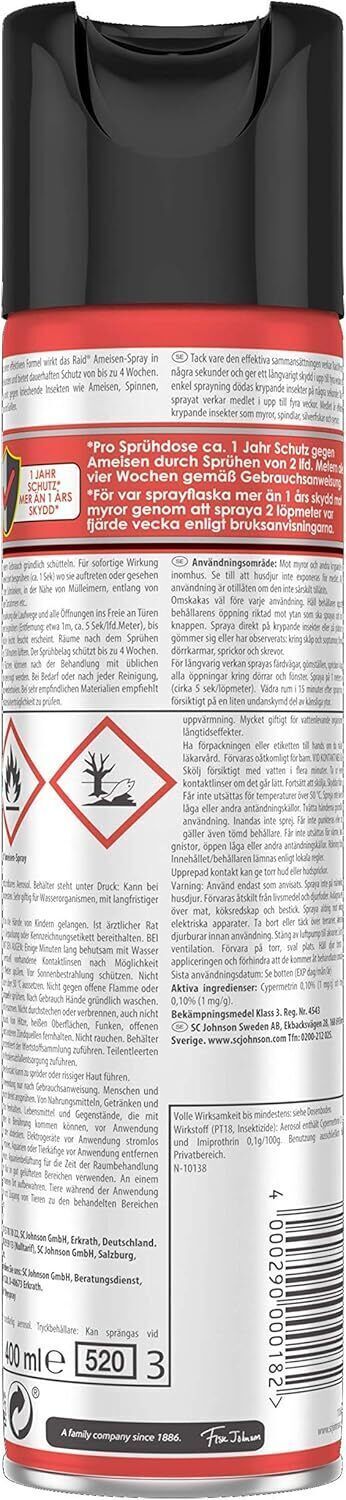 Raid Paral Ameisen-Spray Insektenspray Insektenschutz Spinne Ammeise 400 ml