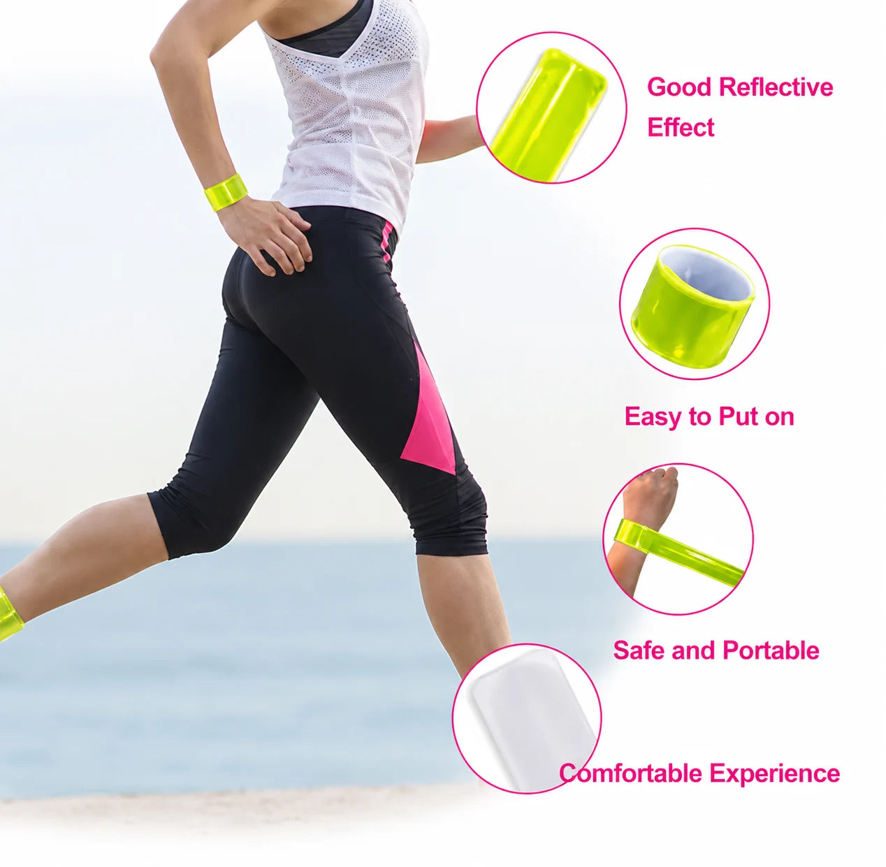 Reflektierende Armbänder Sicherheit Reflektor Band Leuchtarmband Joggen Fahrrad