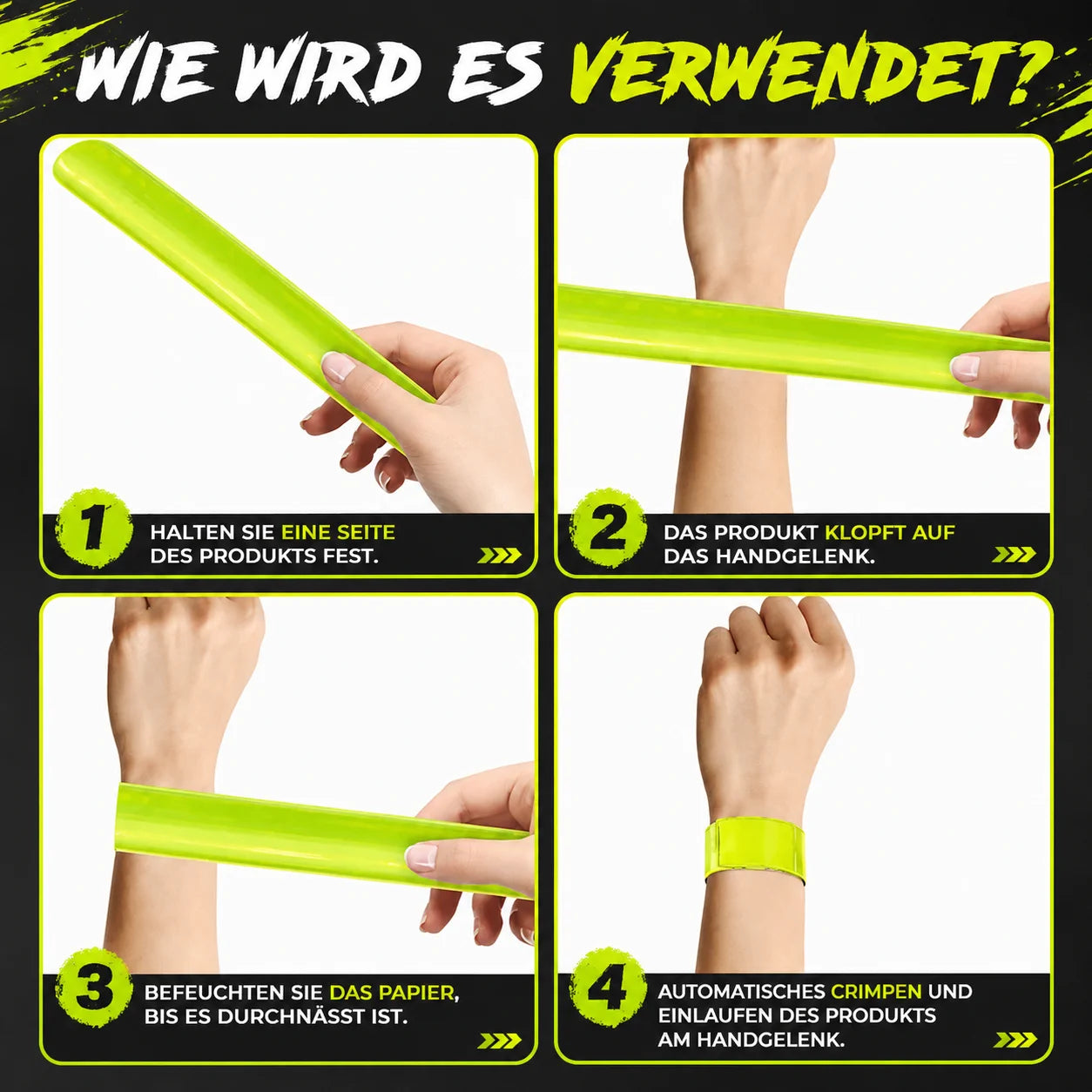 Reflektierendes Sicherheitsband Gelb 30 cm – Reflektorband für Joggen, Laufen & Radfahren – 1 oder 10 Stück