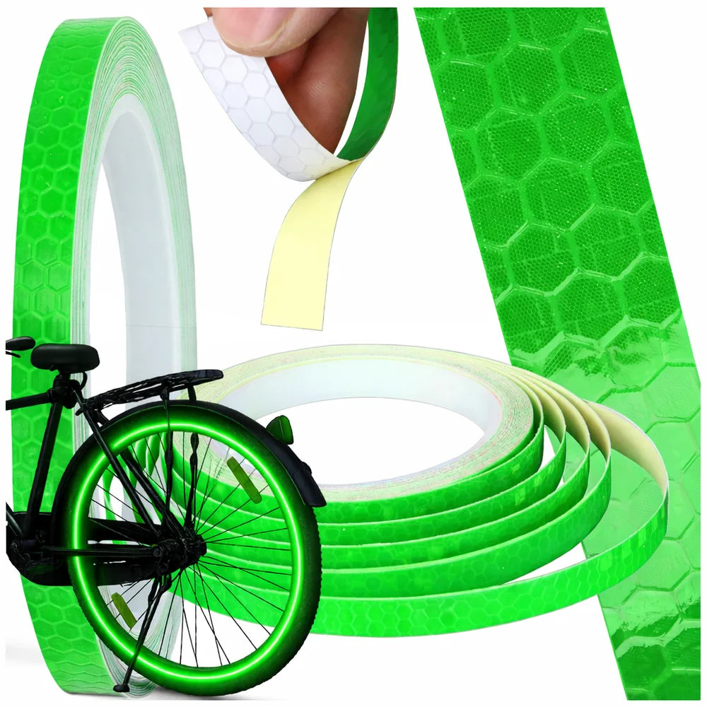 Reflektorband 8m x 1cm Selbstklebend Reflexband Fahrrad Auto Motorrad Grün