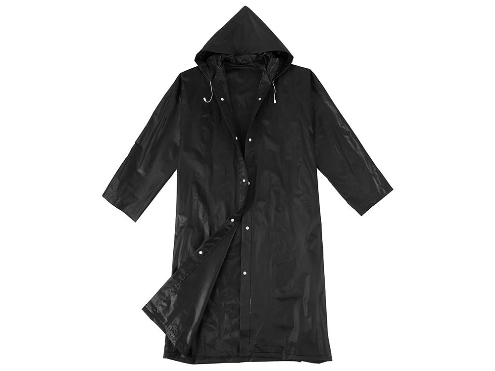 Unisex Regenmantel Wasserdicht – Leichte Regenjacke mit Kapuze, Universal Größe, Schwarz