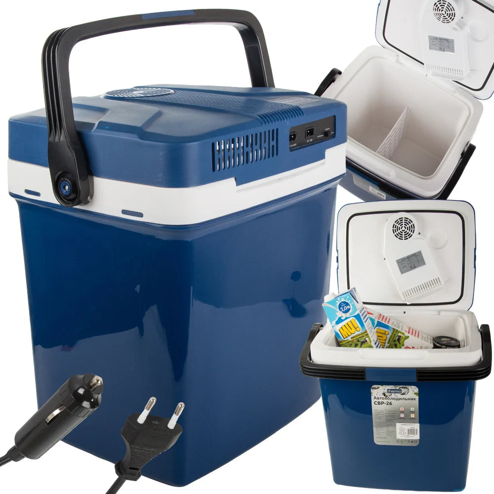 Elektrische Kühlbox 26L mit 12V & 230V – Auto Kühlbox mit Kühl- und Warmhaltefunktion für Camping & Reise