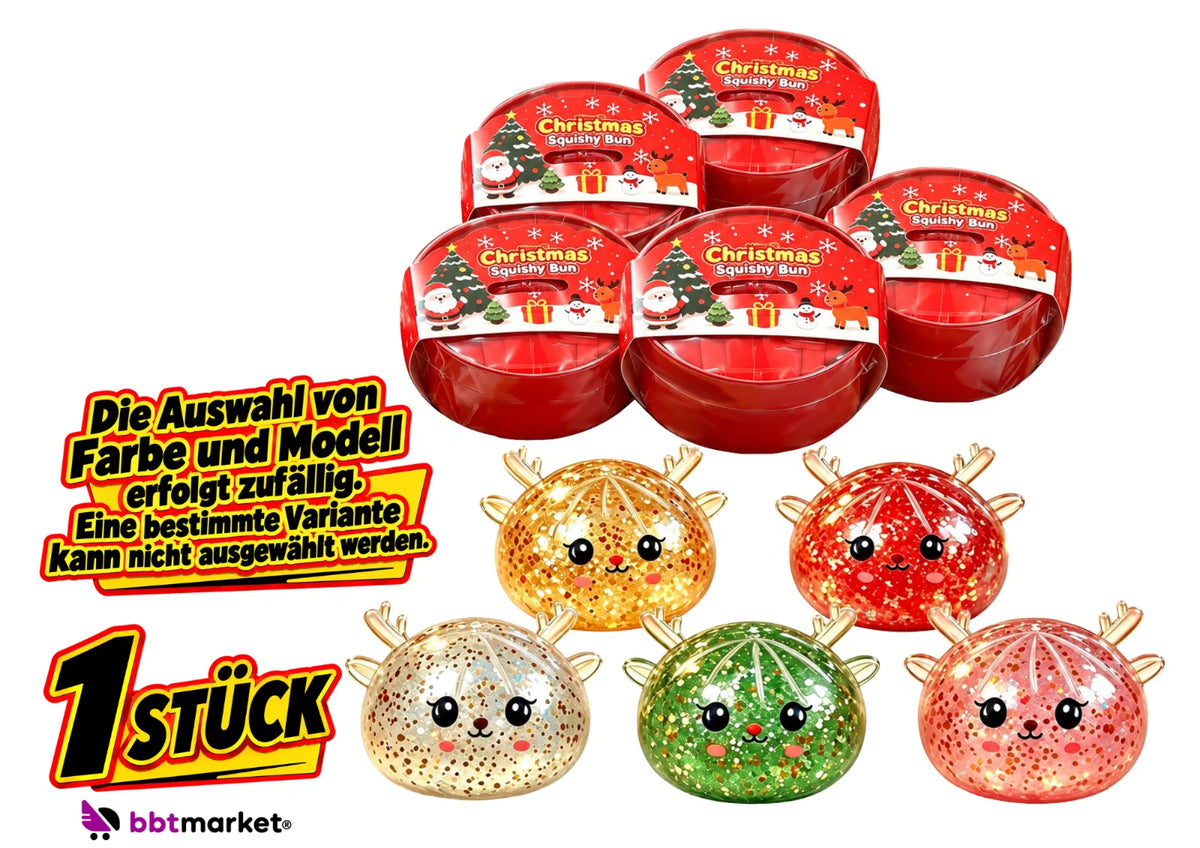 Rentier Squishy Glitzer Weihnachten Quetschball Fidget Toy Geschenk Stressball