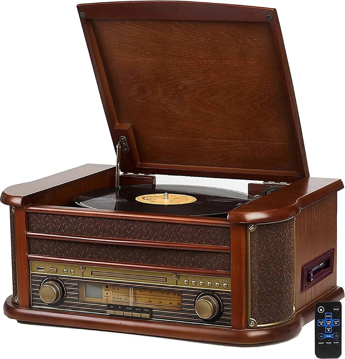 Retro record player record player player nostalgia wooden music system 