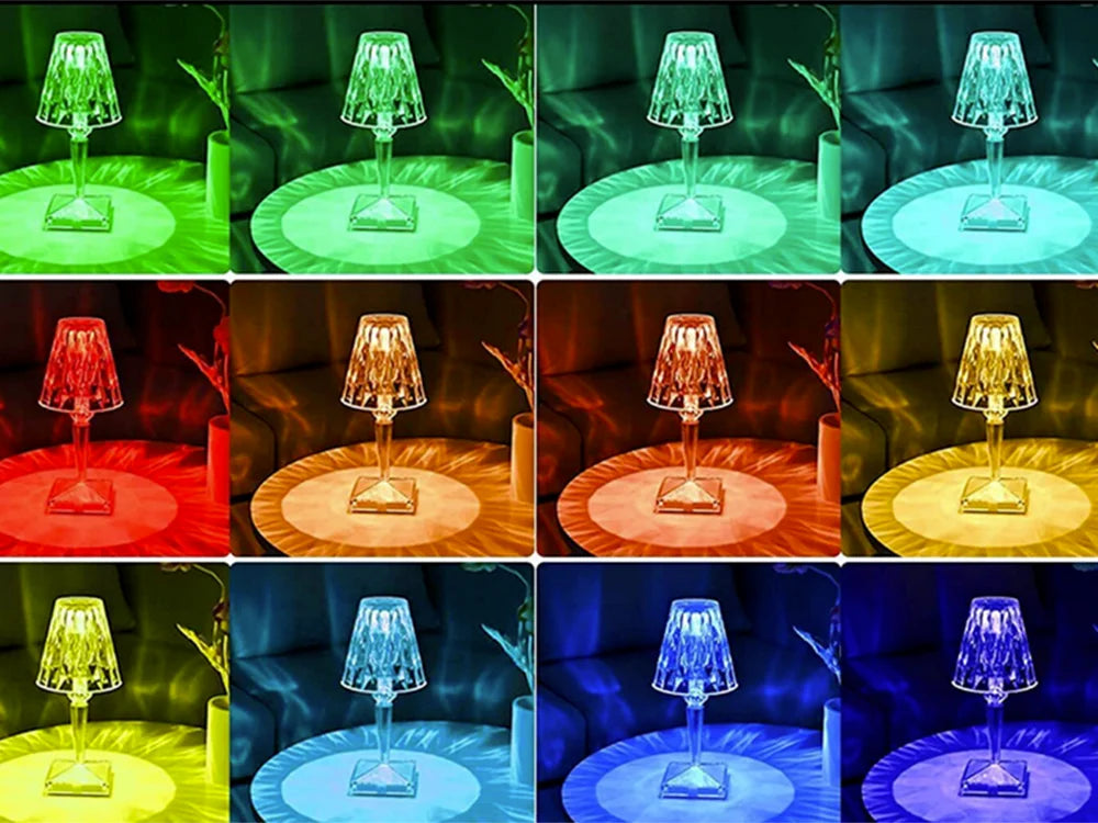 RGB LED Kristall Tischlampe mit Fernbedienung – Touch Nachtlicht mit Akku USB-C