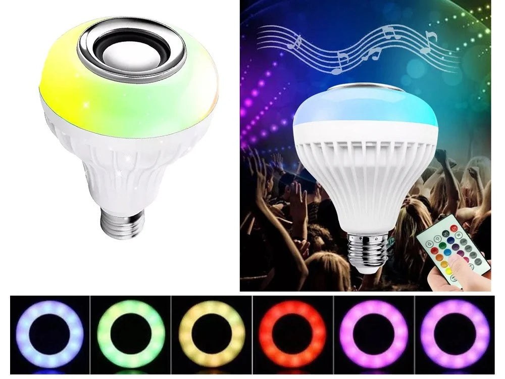RGB LED Lampe E27 mit Bluetooth Lautsprecher Fernbedienung Farbwechsel 7W