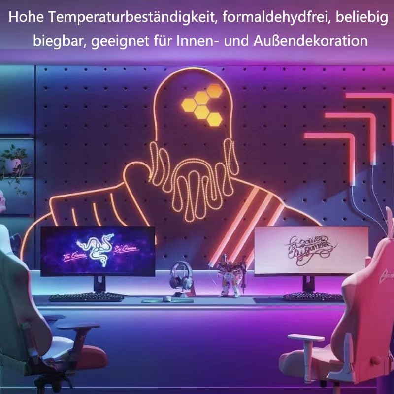 RGB LED Neonstreifen 5m – Flexibel, IP67 Wasserdicht & Bluetooth Steuerung