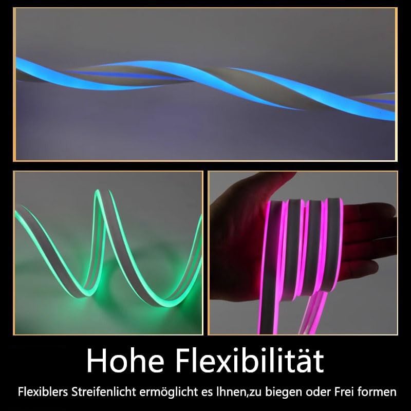 RGB LED Neonstreifen 5m – Flexibel, IP67 Wasserdicht & Bluetooth Steuerung
