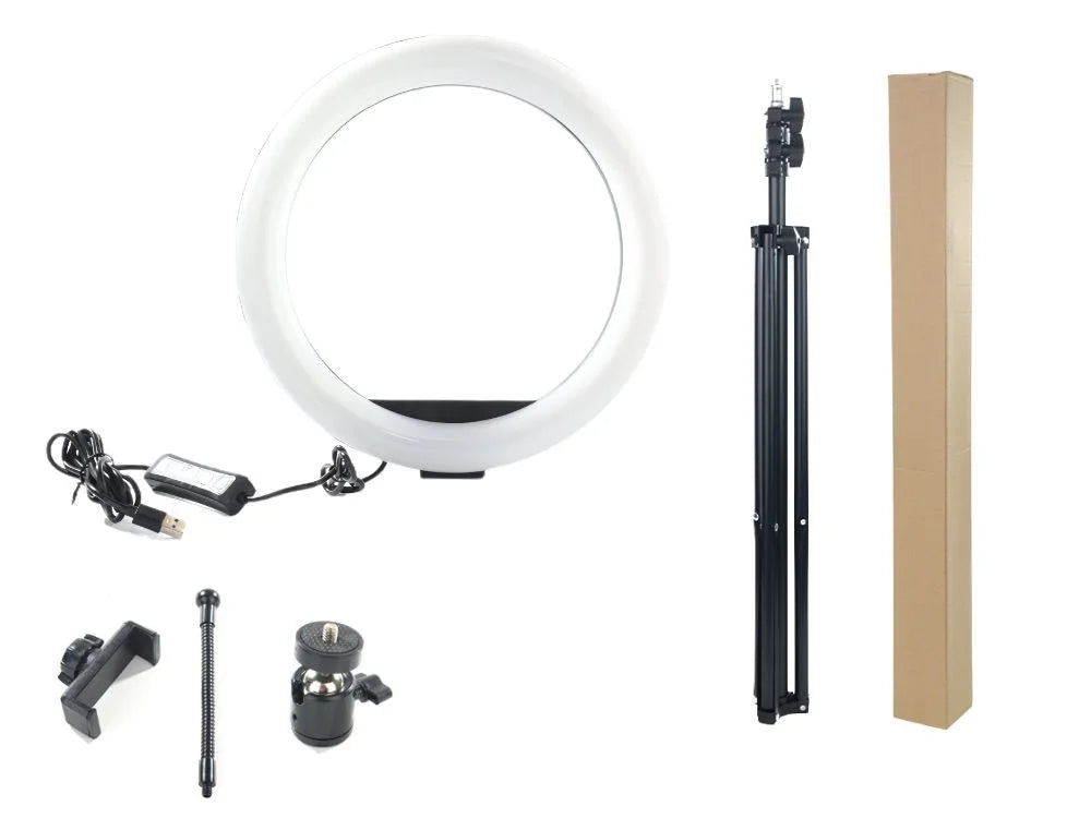 RGB LED Ringlicht 30 cm mit Handyhalterung & Stativ – USB Selfie Licht für Video, Foto, Streaming und Make-up