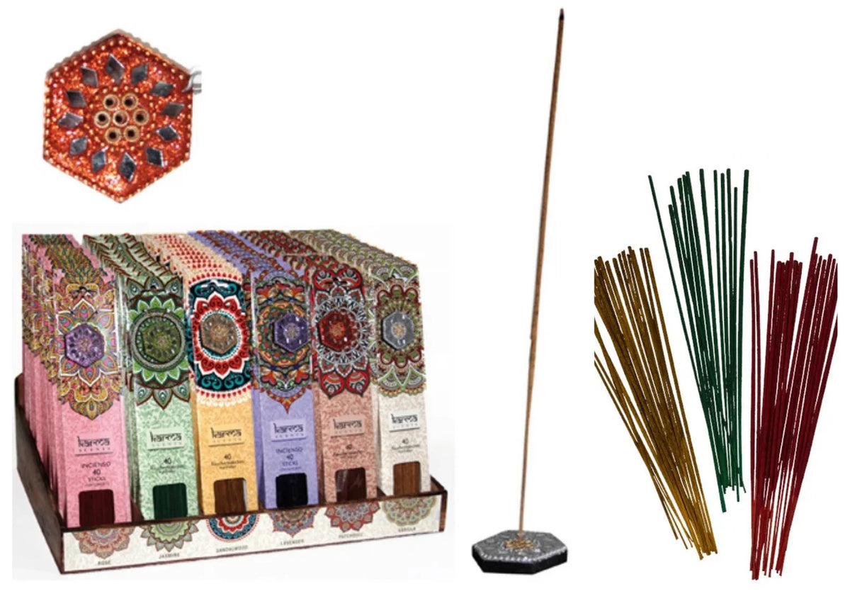 Räucherstäbchen Indische 40 Stück inkl. Halter – verschiedene Düfte (Karma Scent