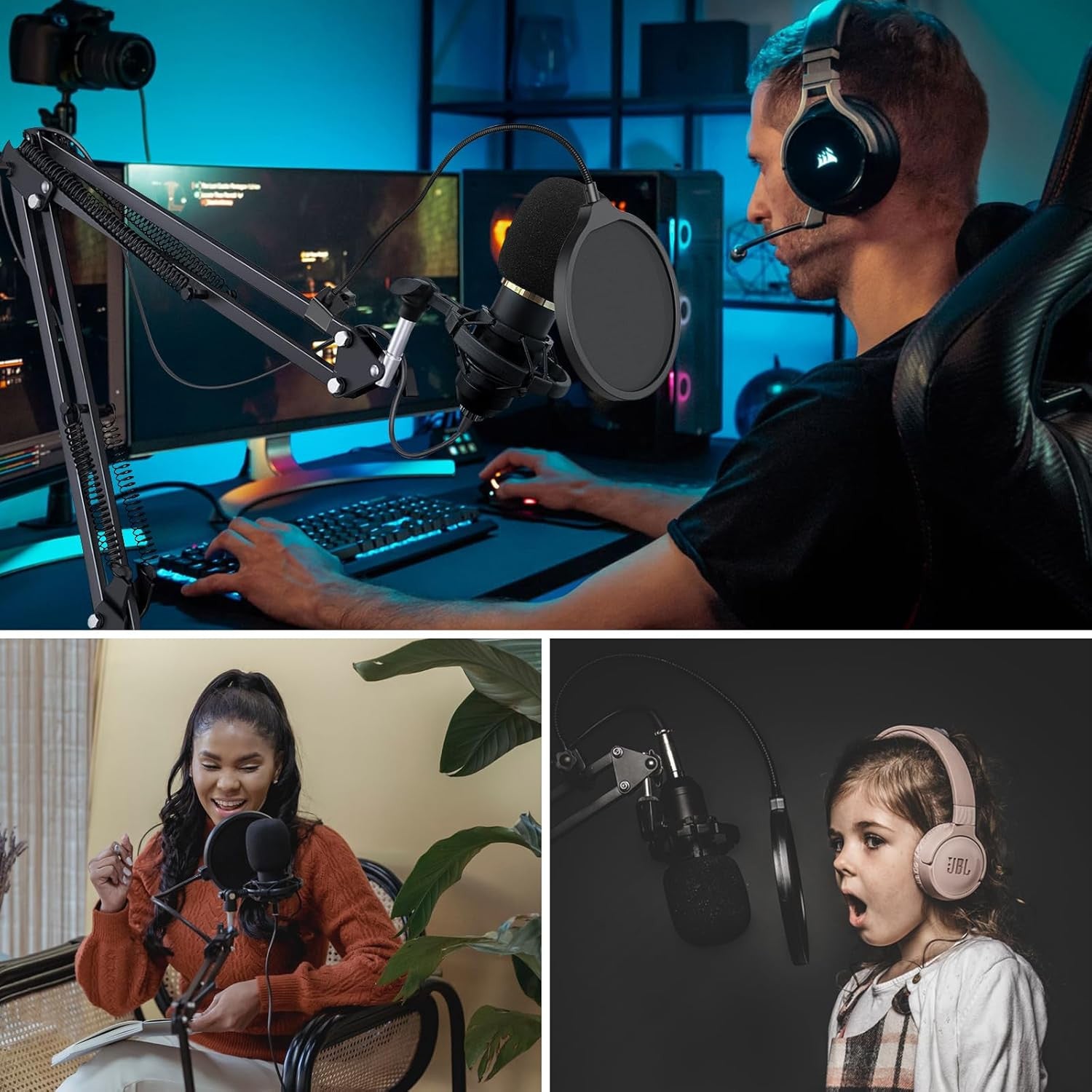 DJ Controller Set Soundkarte mit Mikrofon für PC Karaoke Podcast Streaming