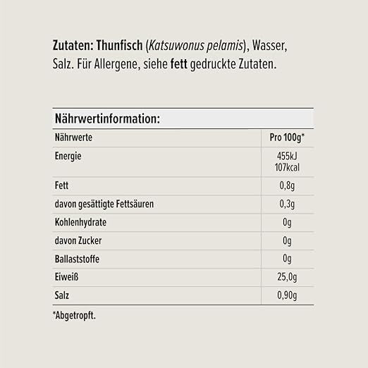 Thunfischstücke im eigenen Saft – Hochwertiger Thunfisch in der 145 g Dose