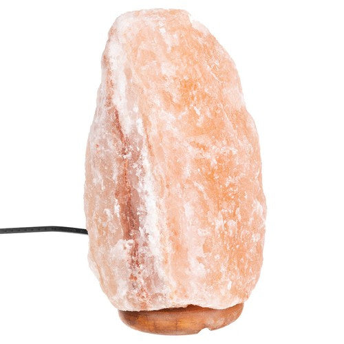 Salzlampe Tischlampe mit Dimmer Holzsockel E14 warmes Licht Deko