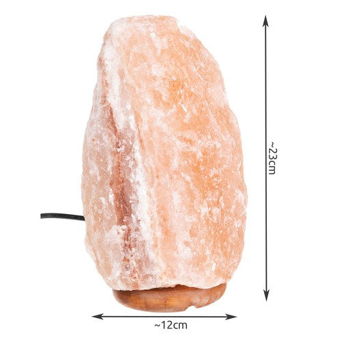Salzlampe Tischlampe mit Dimmer Holzsockel E14 warmes Licht Deko