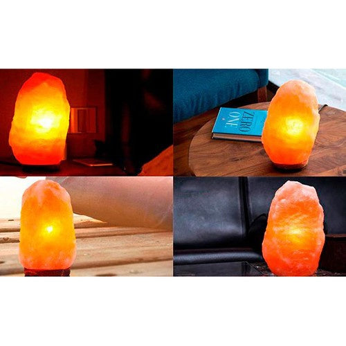 Salzlampe Tischlampe mit Dimmer Holzsockel E14 warmes Licht Deko