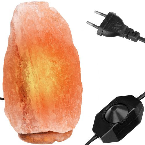 Salzlampe Tischlampe mit Dimmer Holzsockel E14 warmes Licht Deko