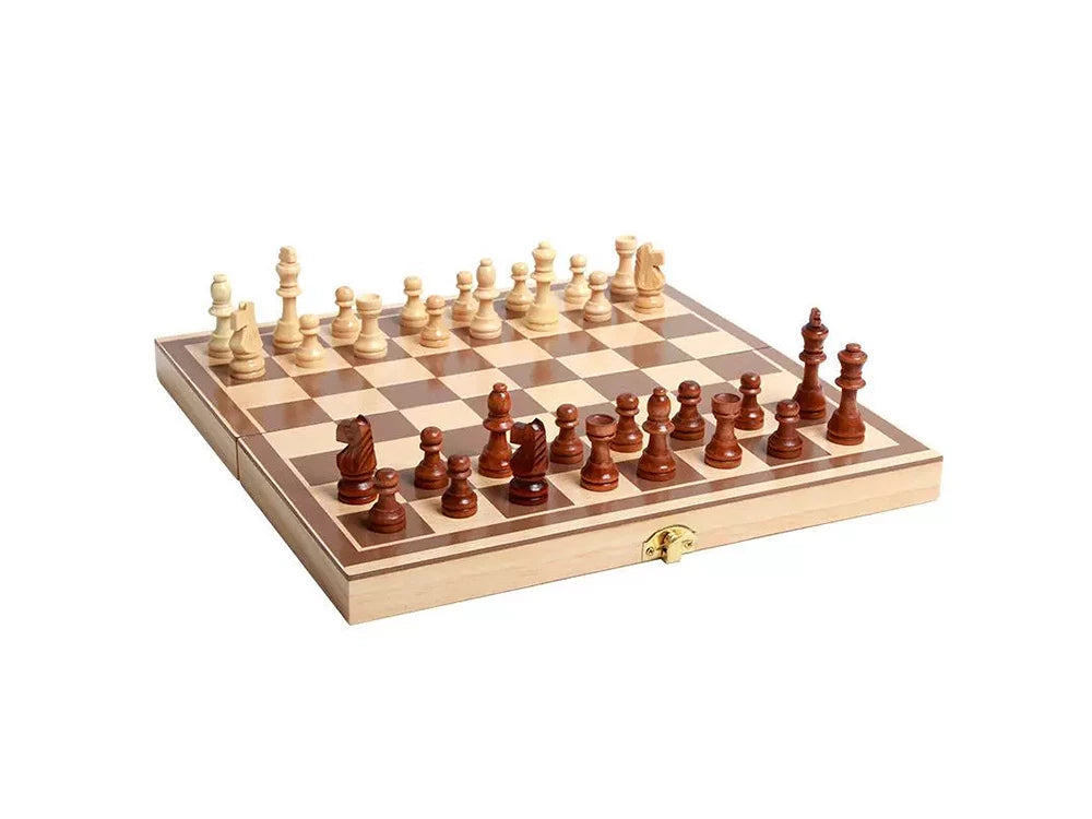 Schachspiel handgeschnitzt aus Holz – klappbares Schachbrett 29,5 cm
 
♟️ ♔ ♕ ♖ ♘ ♗ ♚ ♛ ♜ ♞ ♝
