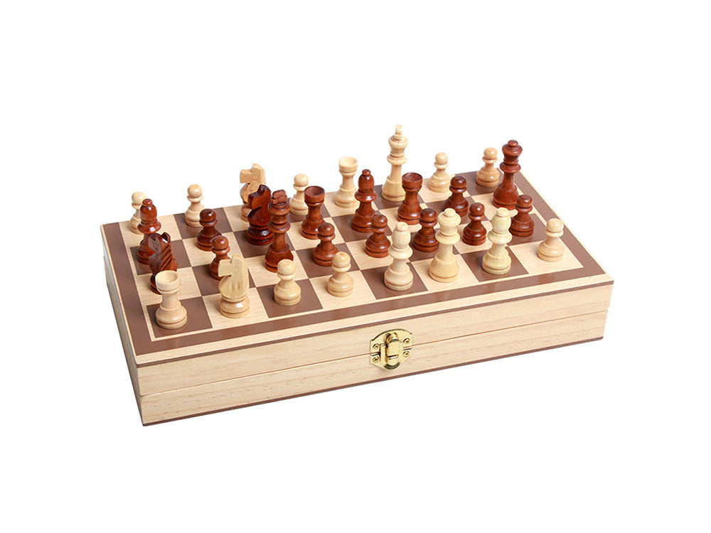 Schachspiel handgeschnitzt aus Holz – klappbares Schachbrett 29,5 cm
 
♟️ ♔ ♕ ♖ ♘ ♗ ♚ ♛ ♜ ♞ ♝