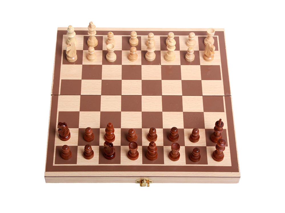 Schachspiel handgeschnitzt aus Holz – klappbares Schachbrett 29,5 cm
 
♟️ ♔ ♕ ♖ ♘ ♗ ♚ ♛ ♜ ♞ ♝