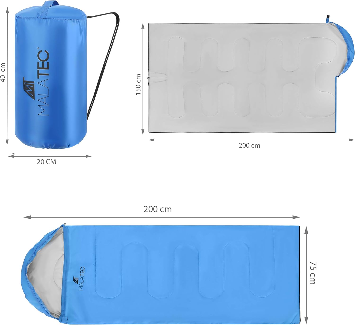 schlafsack 200 cm 2in1 Schlafsack mit Kapuze 200×75 cm – Mumienschlafsack & Decke für Ca