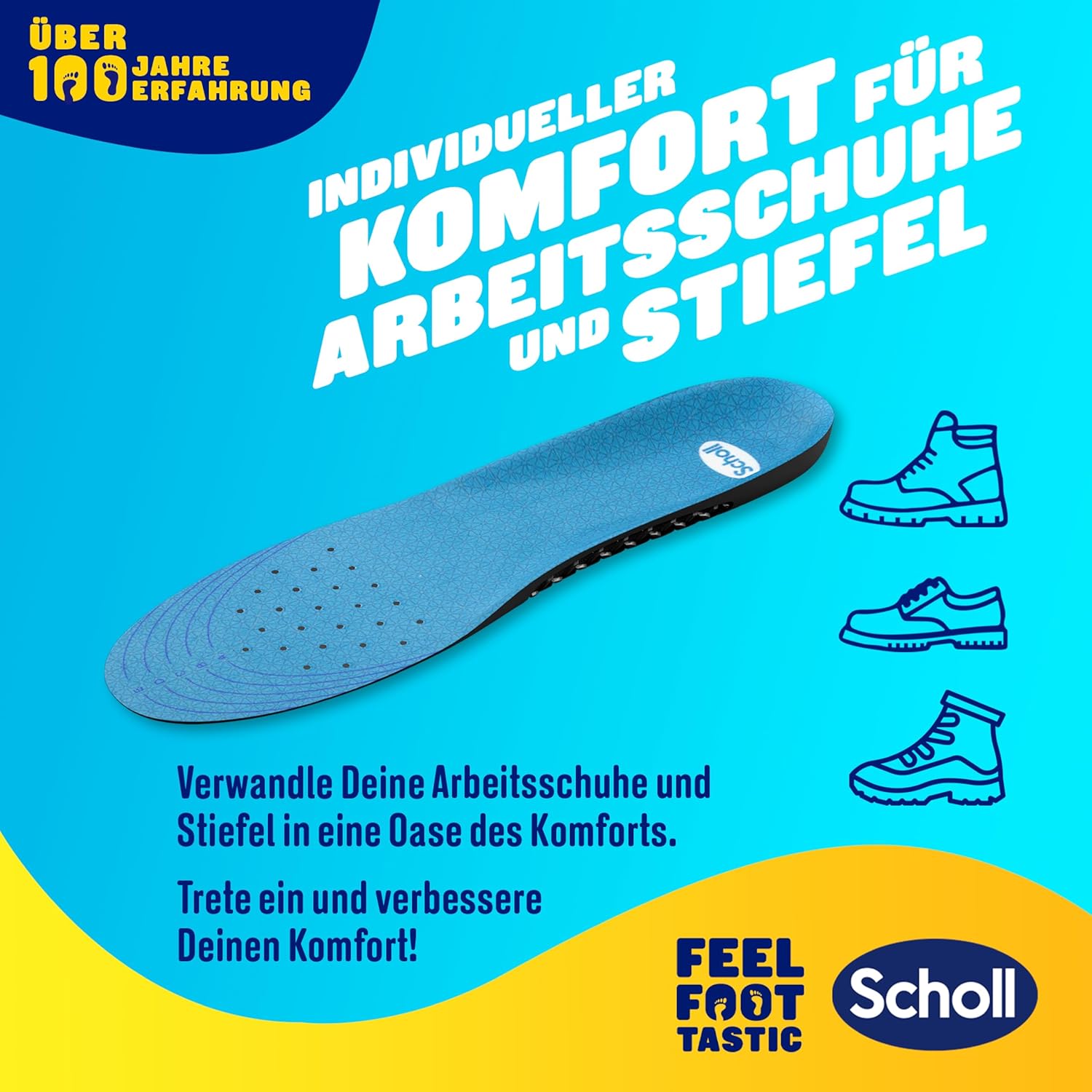 Scholl GelActiv Work Einlegesohlen Herren 40.5–46 – Ganztägiger Komfort & Stoßdämpfung mit GelWave-Technologie