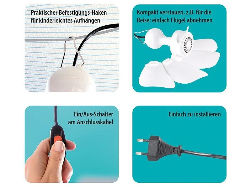 Sichler Deckenventilator Camping Ventilator 41cm Leise 230V zum Hängen