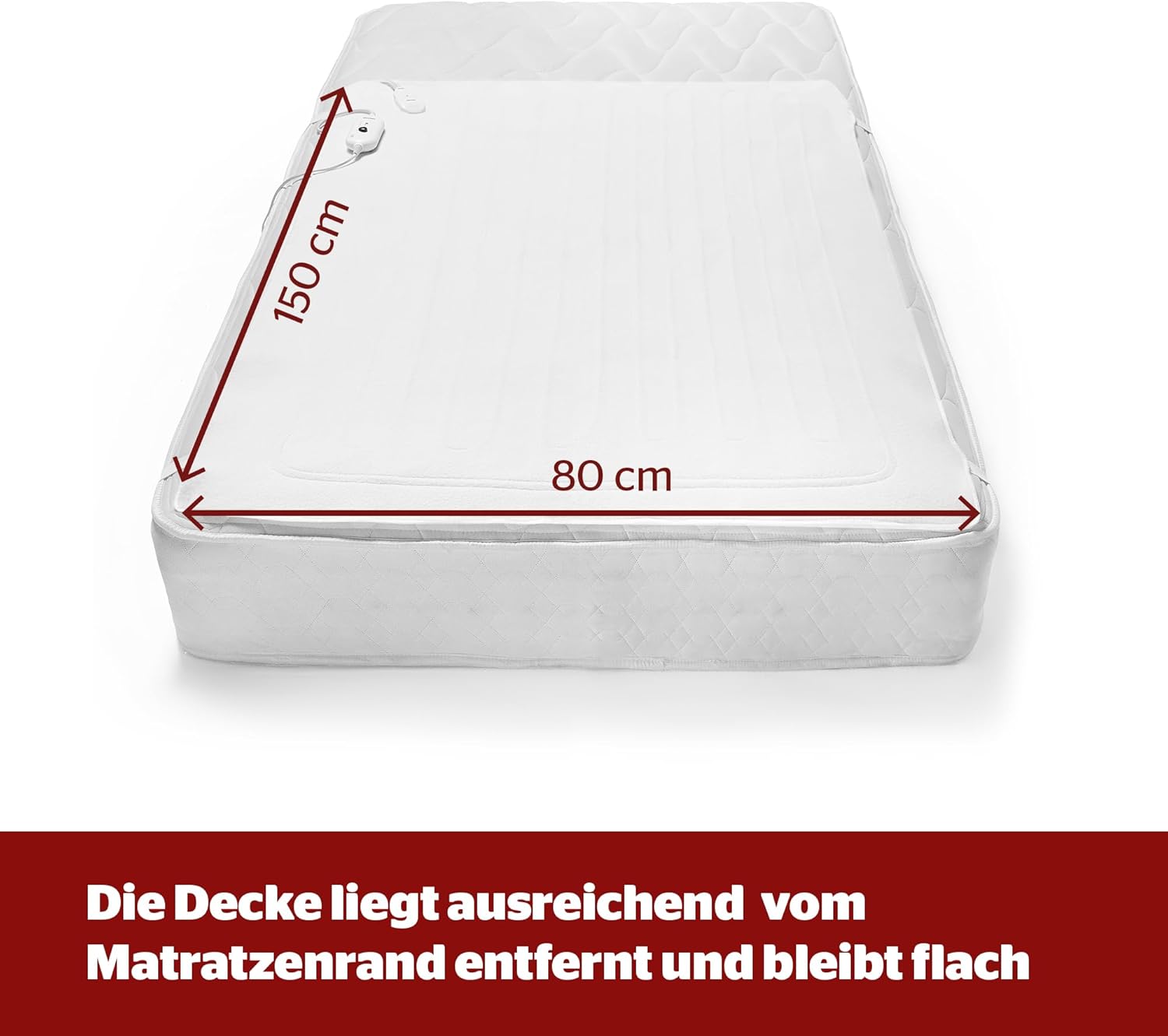 Wärmeunterbett 150x80 cm – Elektrische Heizdecke mit 3 Heizstufen, Schnellaufheizung & Überhitzungsschutz