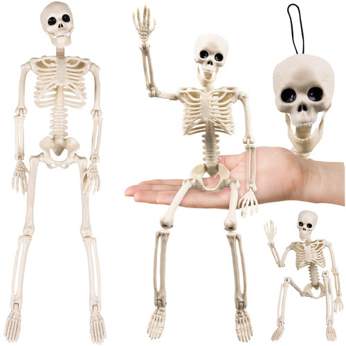 Halloween Deko 👻 Hängendes Menschliches Skelett 40cm Weiß Kunststoff 🎭  5900779956957