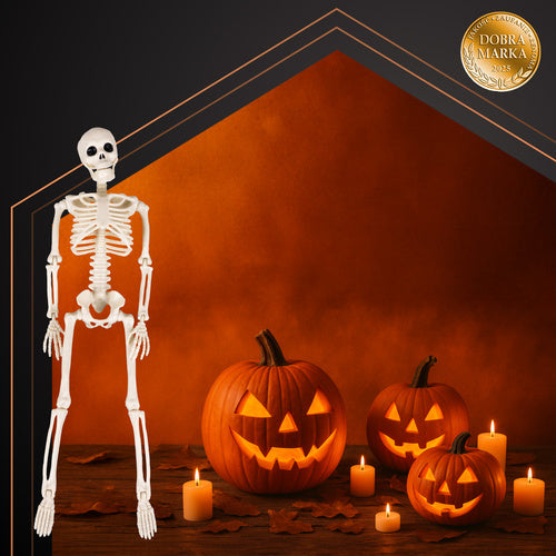 Halloween Deko 👻 Hängendes Menschliches Skelett 40cm Weiß Kunststoff 🎭  5900779956957