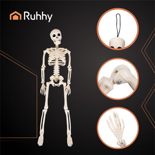 Halloween Deko 👻 Hängendes Menschliches Skelett 40cm Weiß Kunststoff 🎭  5900779956957