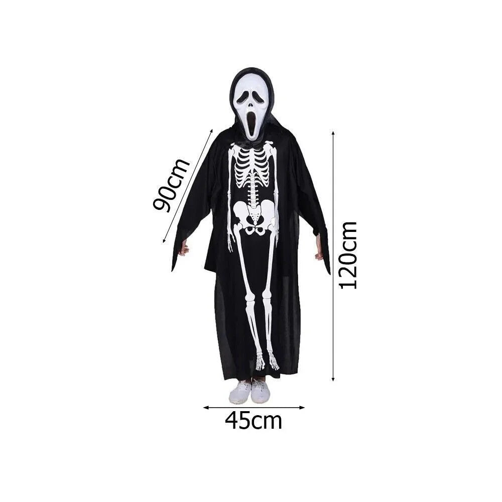Skelett Kostüm Jumpsuit für Herren, Damen & Kinder – Halloween, Karneval und Cosplay
