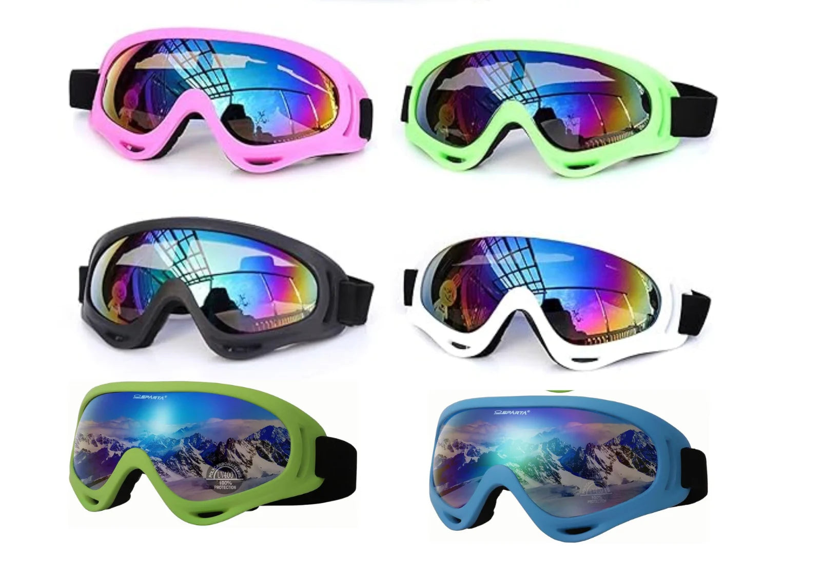 Skibrille UV400 Snowboard Brille Anti Fog Verspiegelt Getönt Damen Herren S2 S3