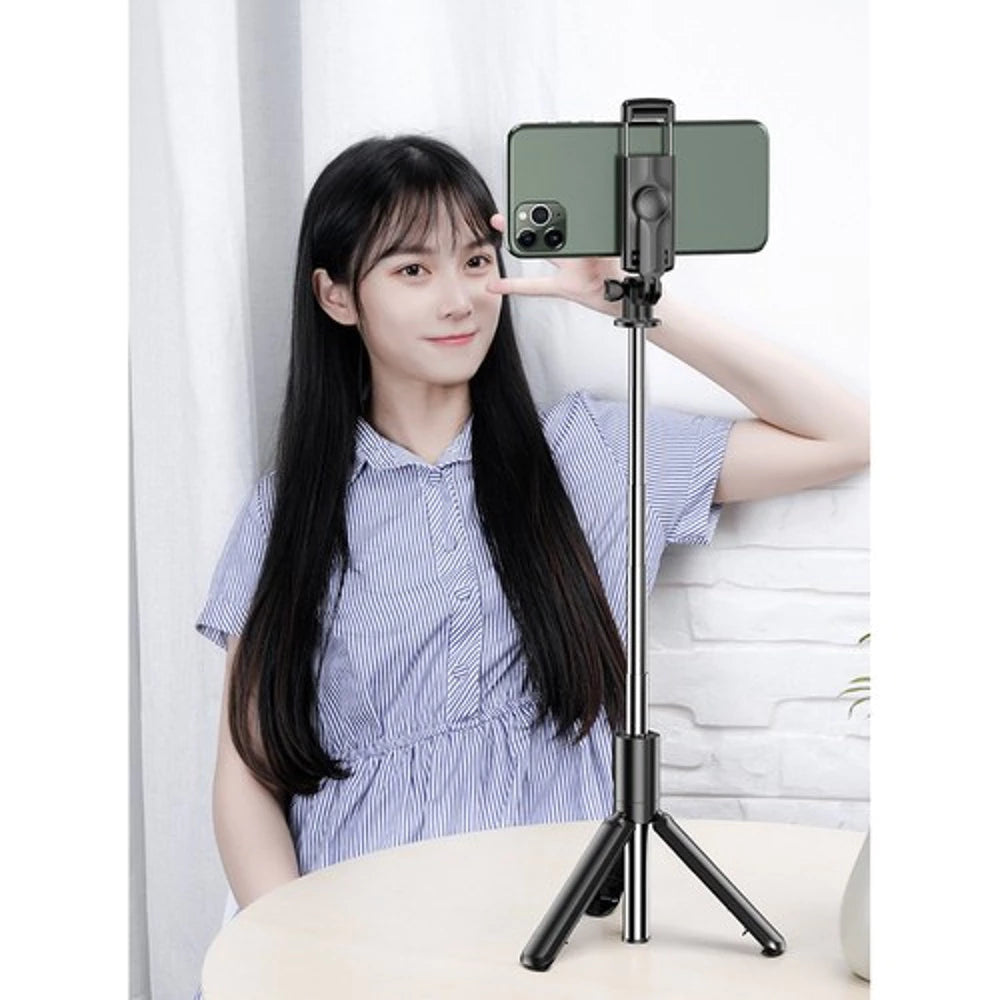 2in1 Bluetooth Selfie Stick Stativ mit Fernbedienung Handy iOS Android