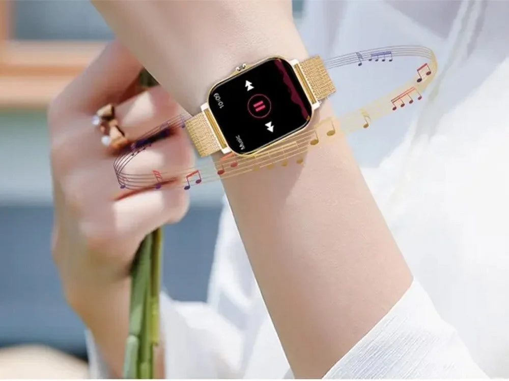 Smartwatch Damen Herren Bluetooth Telefonieren Sportuhr Fitness Tracker Gold  5907451378137