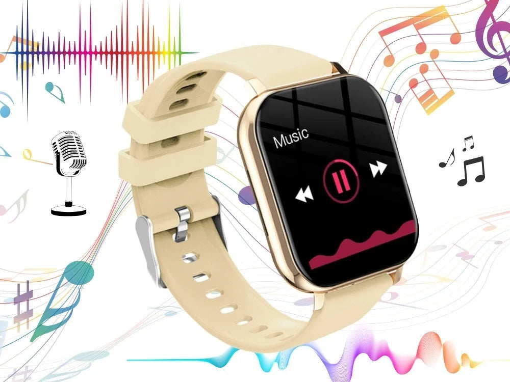Smartwatch Damen Herren Bluetooth Telefonieren Sportuhr Fitness Tracker Gold  5907451378137