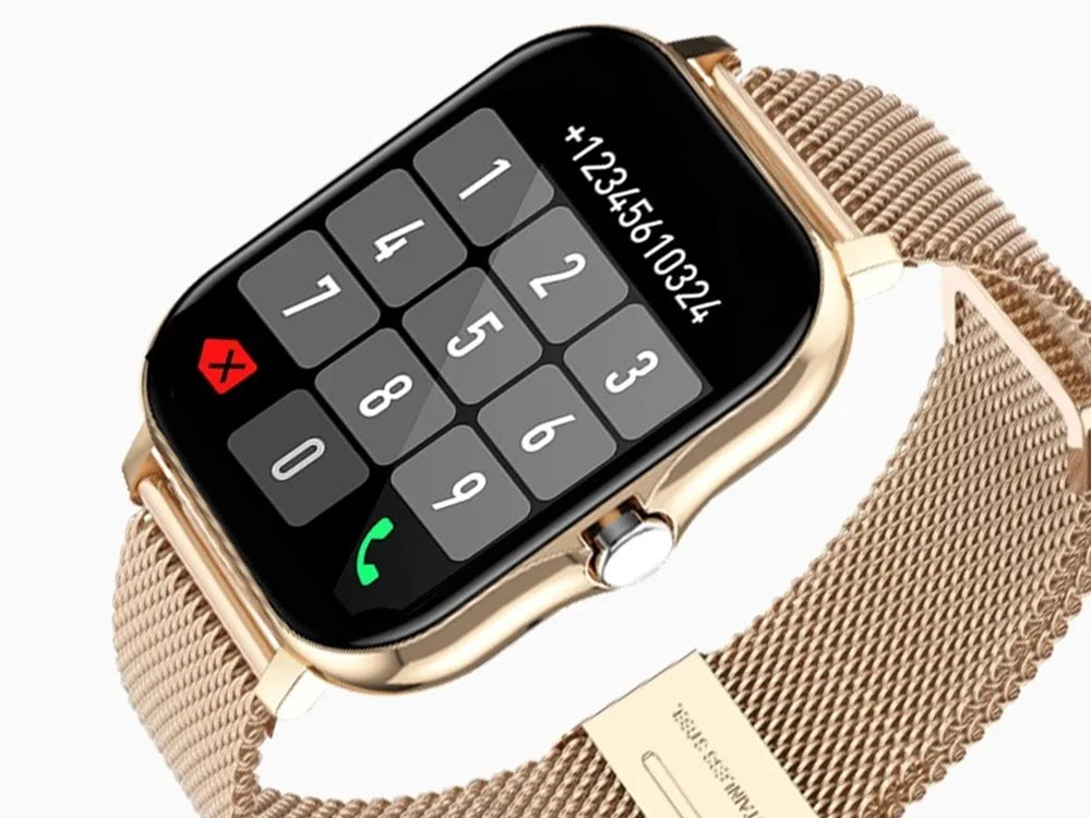 Smartwatch Damen Herren Bluetooth Telefonieren Sportuhr Fitness Tracker Gold  5907451378137