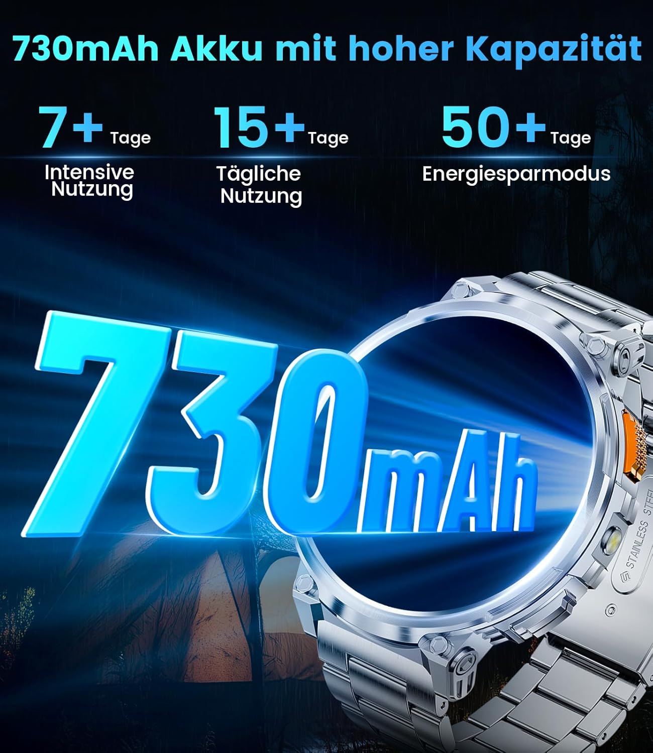 Smartwatch Men with Phone Function, 1.96'' DIY HD Outdoor Smartwatch Military, 120+ Sport Mode IP68 Waterproof Fitness Watch Men with Blood Pressure Measurement Android Ios, Leather