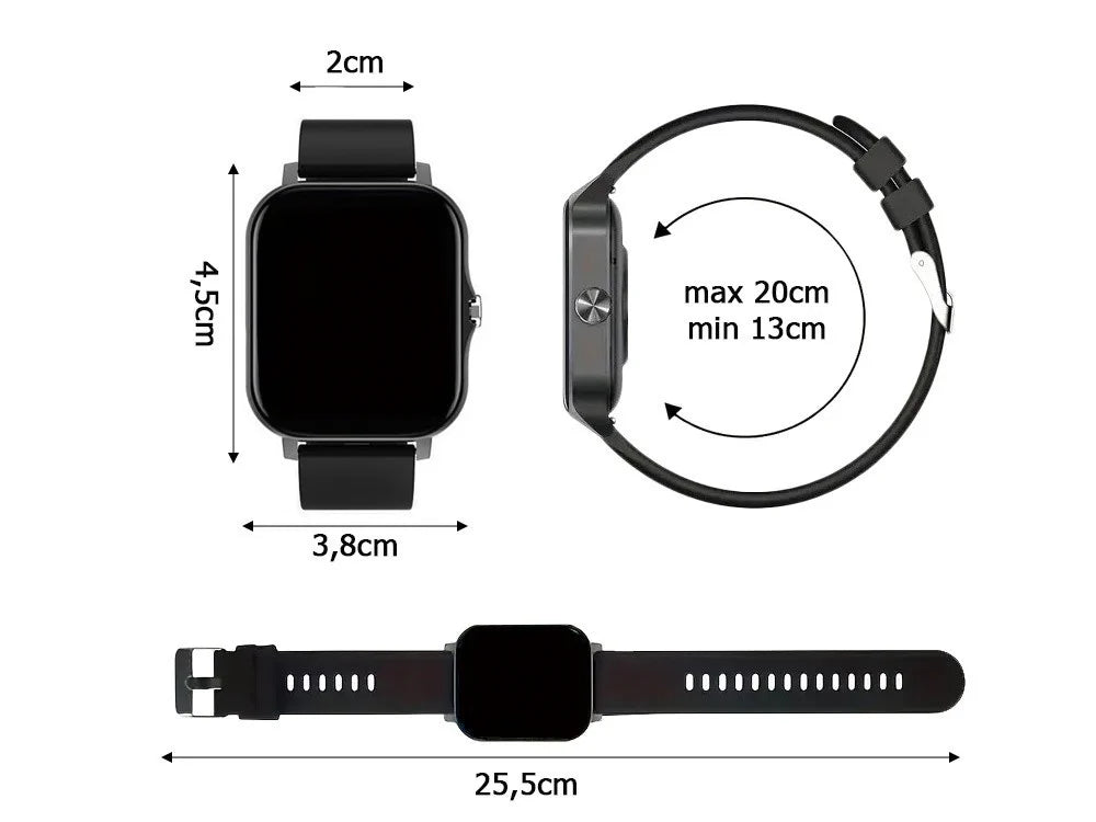Smartwatch Herren Damen Bluetooth Telefonieren Sportuhr Fitness Tracker Schwarz
