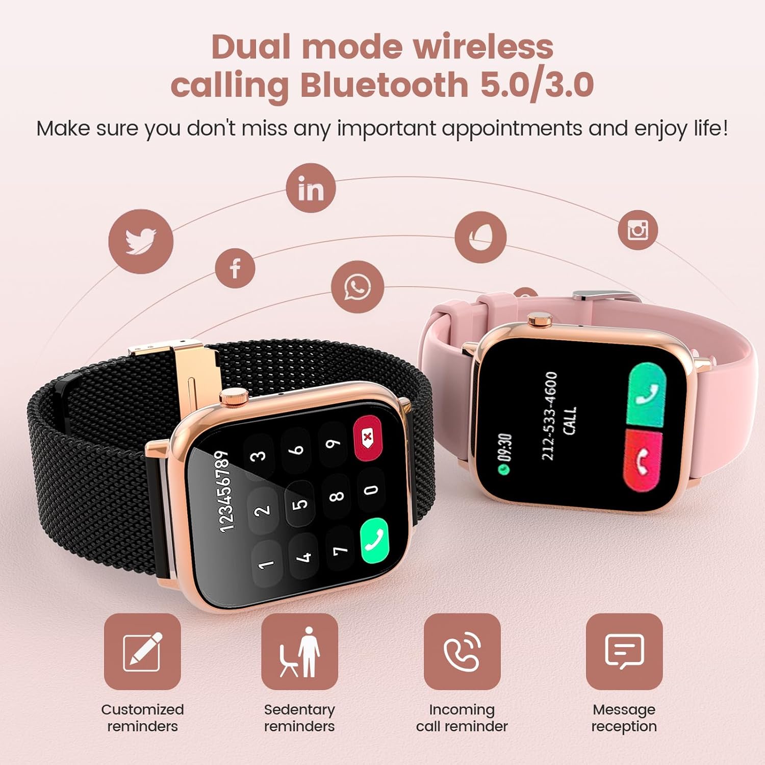 Fitness watch for women men, fitness tracker sports modes heart rate monitor IP67 waterproof 