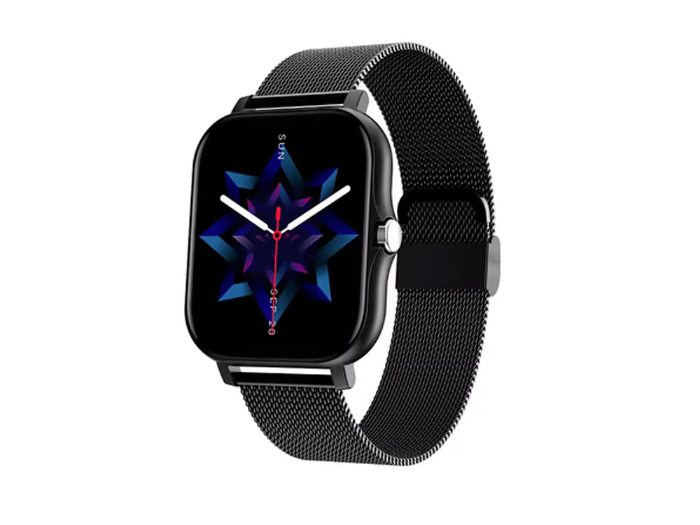 Smartwatch mit Bluetooth & Fitness-Tracking – Sportuhr mit Gummiarmband, Schwarz