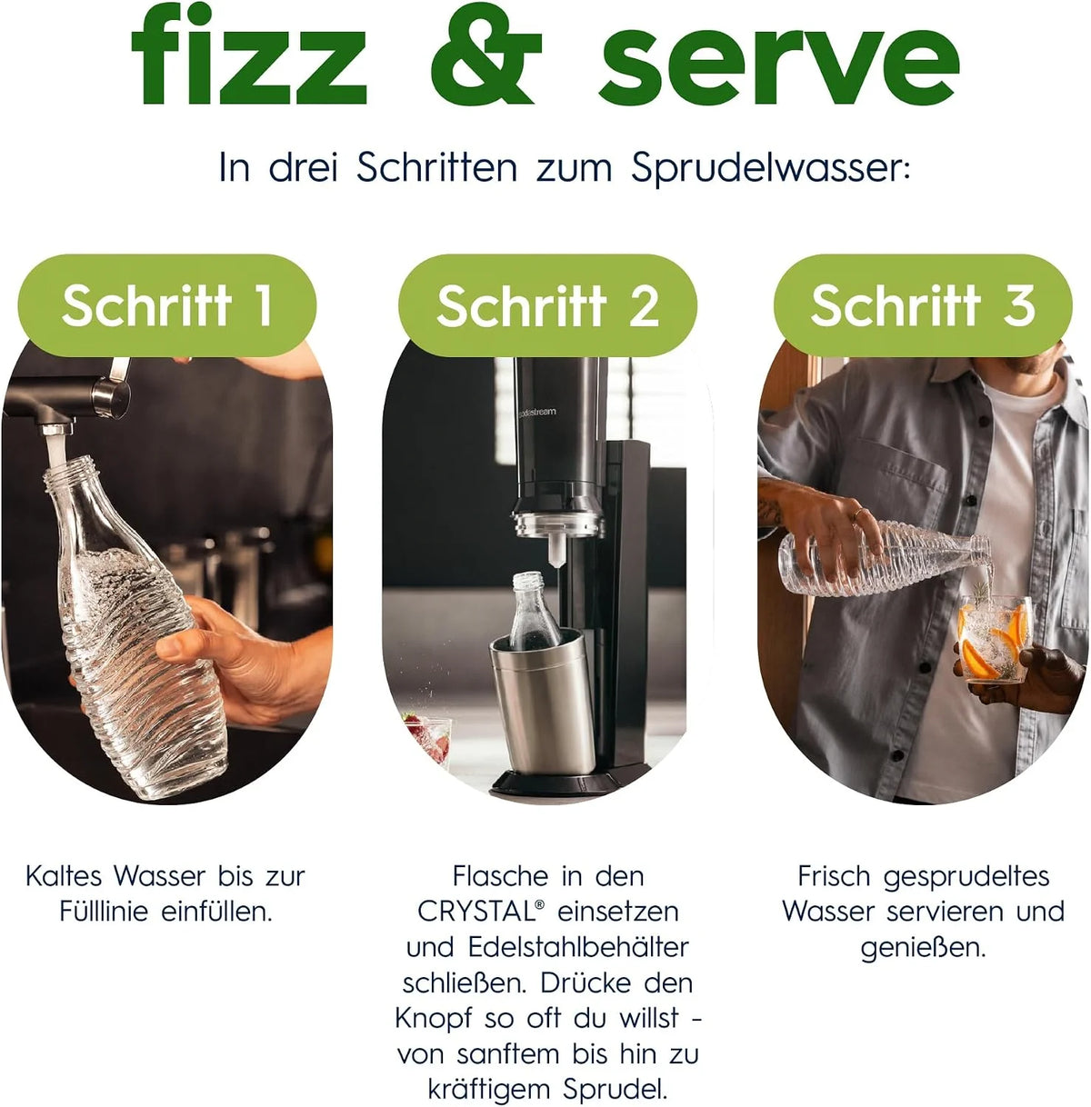 SodaStream CRYSTAL Glaskaraffe 2er-Pack – 0,7L Glasflaschen mit Schraubverschluss, spülmaschinenfest
