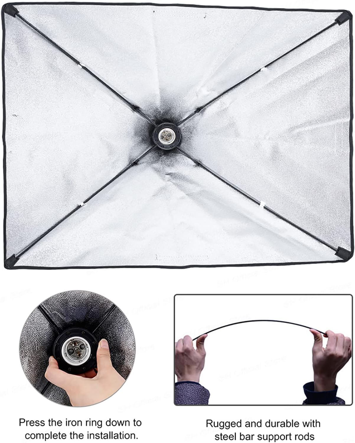 Softbox set photo studio 50 x 70 cm, continuous light studio light set E27 85 W 5500 K 2 m 