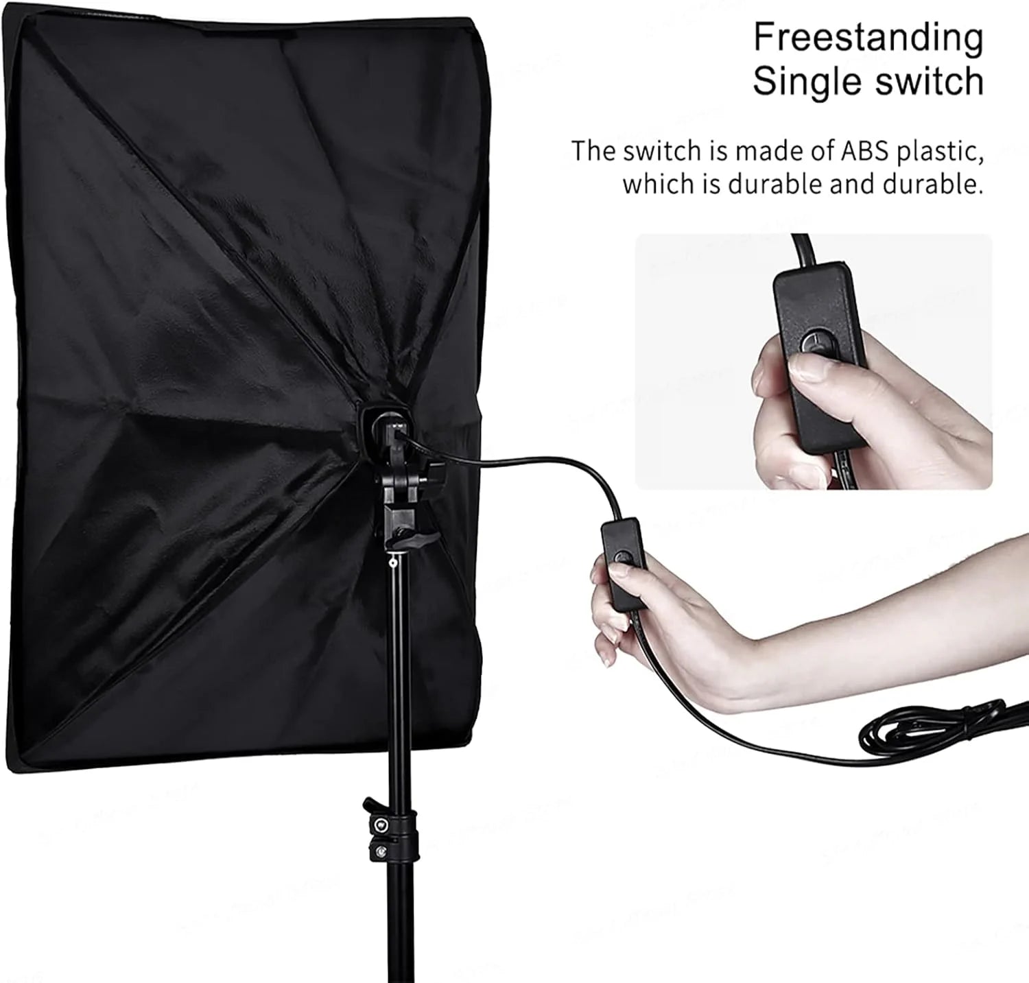 Fotostudio Set mit 3 Softboxen, 3x 65W Tageslichtlampen, Stativen, Galgenstativ und Tragetasche
